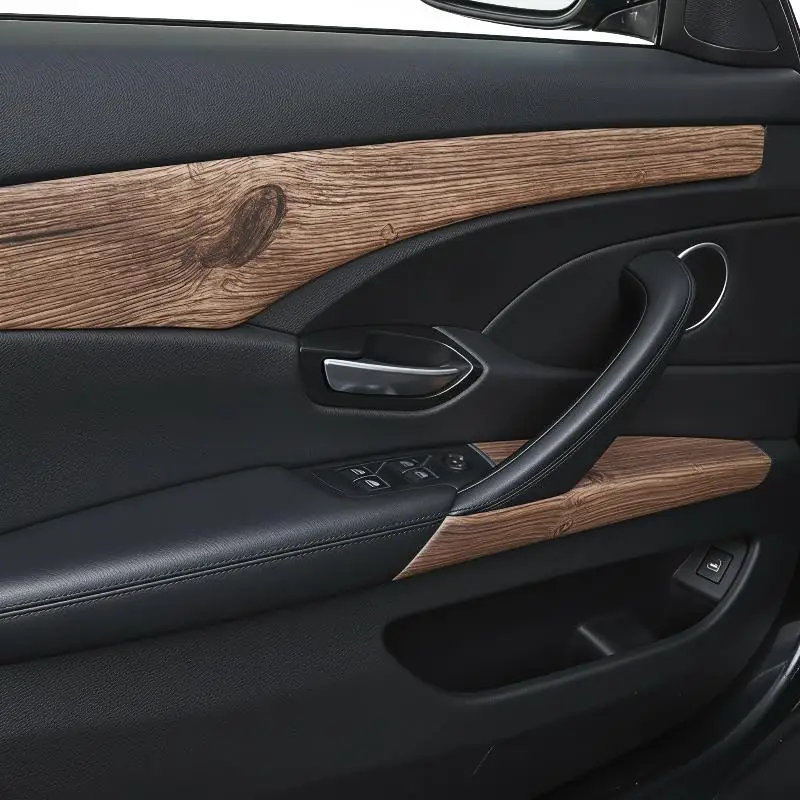 Car Wood Grain Adhesive Interior Decal 1 Roll Glossy Waterproof Vinyl Sticker for DIY Auto Trim