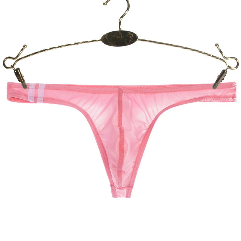 Herren sexy Riemen g String Eis Seide transparente Unterhose ultra dünne niedrige Taille u konvexe Höschen Sommer atmungsaktive Unterwäsche