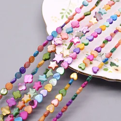 6 8mm Clover Star Heart Shape Dyed Shell Beads Natural Mother of Pearl Freshwater Shell Beads For Jewelry Making DIY Bracelet