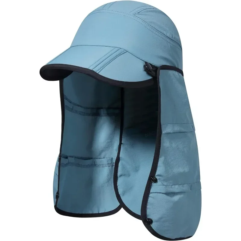 

GADIEMKENSD UPF 50+ Fishing Sun Cap with Removable Neck Flap Breathable Foldable Brim Fisherman Caps Hiking Baseball hats M44