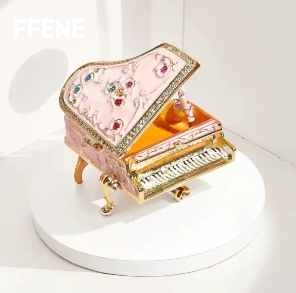 

Beautiful metal enamel painted piano jewelry box home desktop decoration crafts birthday teacher's day new year gift