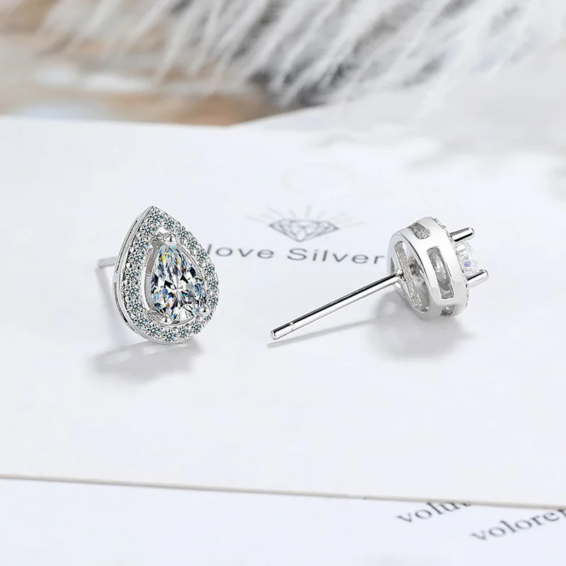 Shonemes Droplets Stud Earrings Stylish Cubic Zirconia Daily Ear Jewelry Gifts for Women