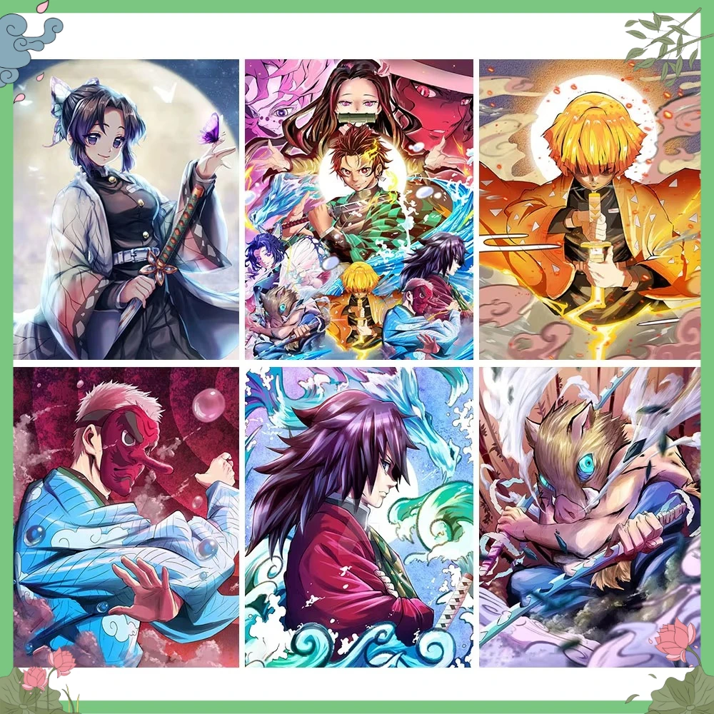 

DIY 5D Demon Slayer Diamond Painting Anime Character Full Round/Square diamond Mosaic Art Room Bar Cafe Wall Decor Gifts