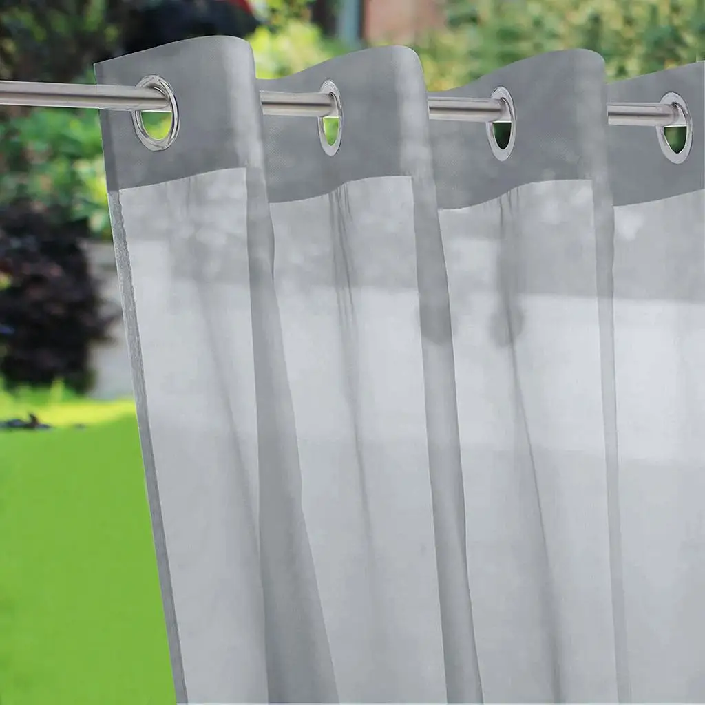 Gray Sheer Curtain Panels Deck Canopy Drape Pergola Pool Corridor Privacy