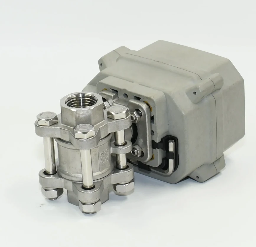 1“ Stainless Steel 2 Way 3-pieces AC24V CR202 Motorized Ball Valve Manual Override 2 Wires Switching Control Valve Auto Return
