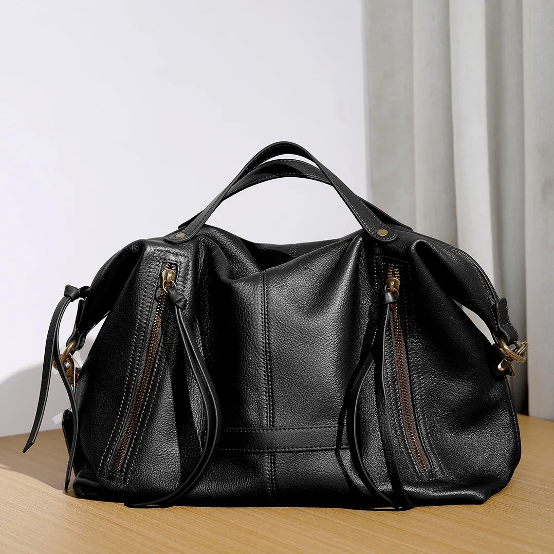 Leather Large Capacity Single Shoulder Crossbody Personality Soft Leather Imported Layer Cowhide Purses And Handbags