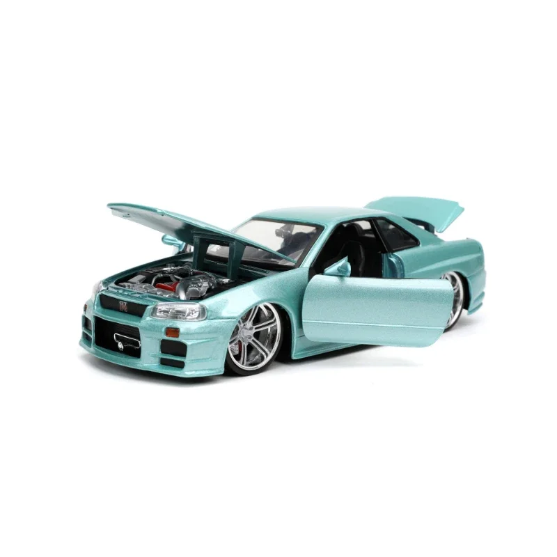 Jada1:24 Brian 2002 Nissan Skyline GT-R R34 Toys JDM Street Drift Super Cars Metal Case Gift