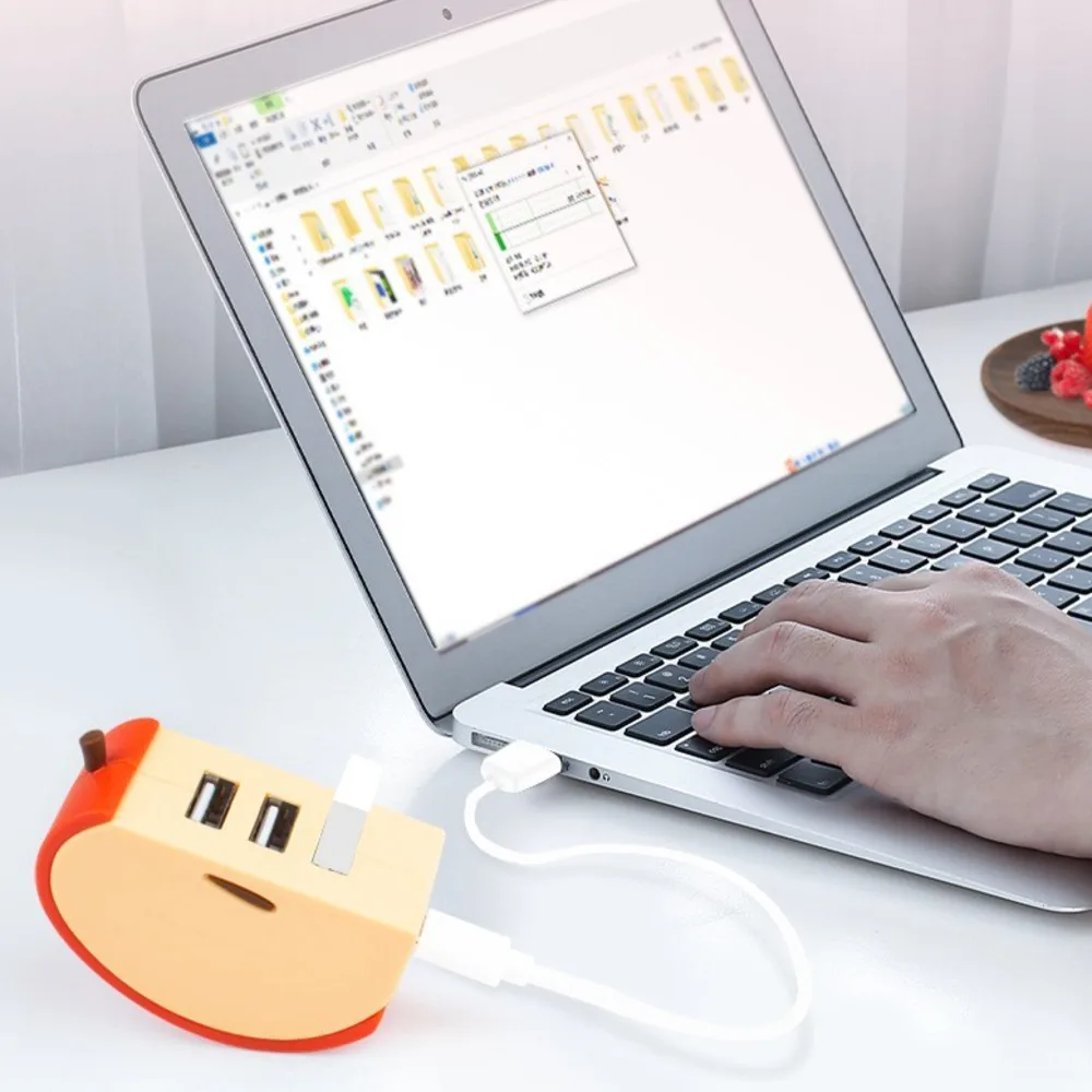 Cute Cartoon Fruit Shaped Design USB2.0 Hub 3 Port Splitter Multi-function Computer Expansion HUB Expander Adapter for Laptop PC