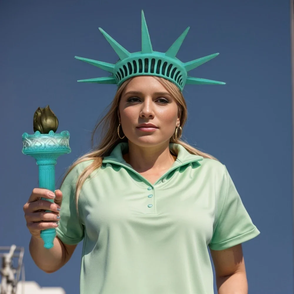 Halloween Statue of Liberty Headwear with Torch Cosplay Latex Mask Female Decorative Props Party Costumes Realistic Supplies