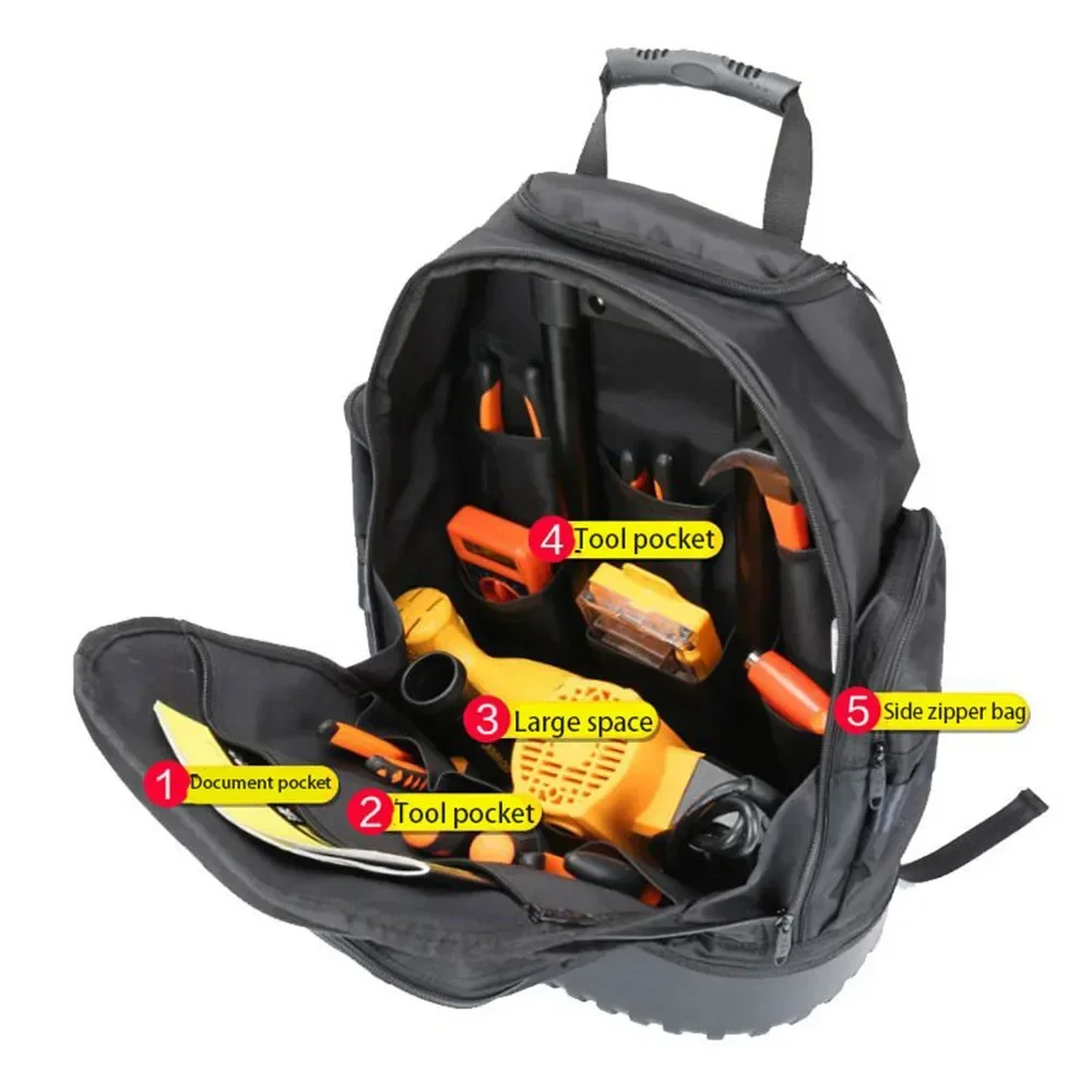 2024 NEW Shoulder Tool Kit, Pull Rod Backpack, Canvas Thickened Multifunctional Repair Bag, Rubber Sole, Three Purpose Tool Kit