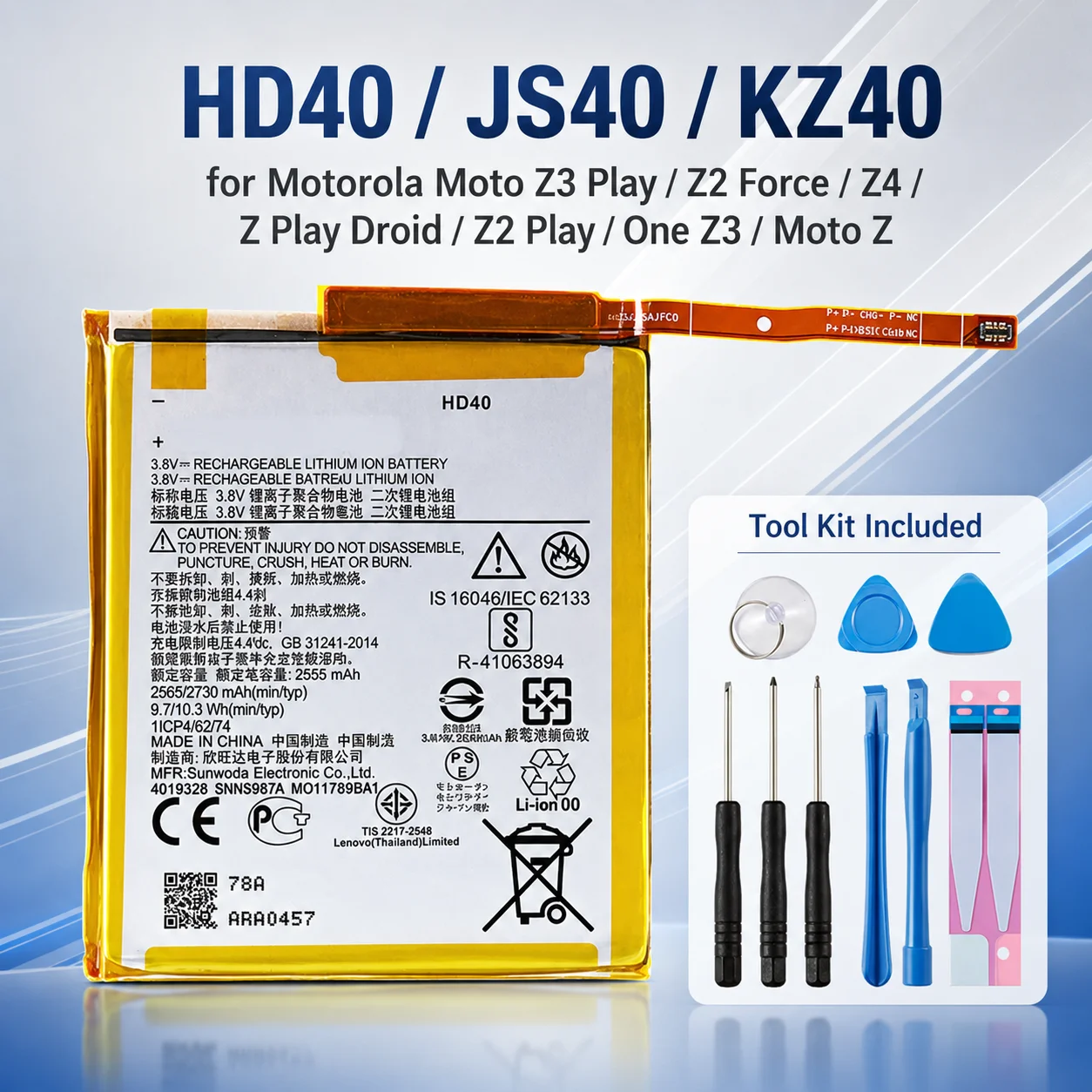 High Capacity Phone Battery JS40 Series for Motorola Moto Z Series Z2 Z3 Z4 Play Force Droid Smartphone Batteries
