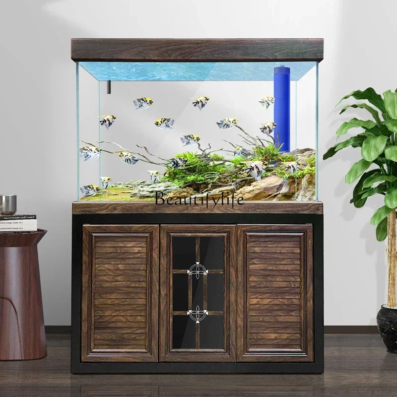 

LD33Fish Tank Large Super White Glass Small Living Room Floor Change Water Bottom Filter Strip Cabinet Aquarium