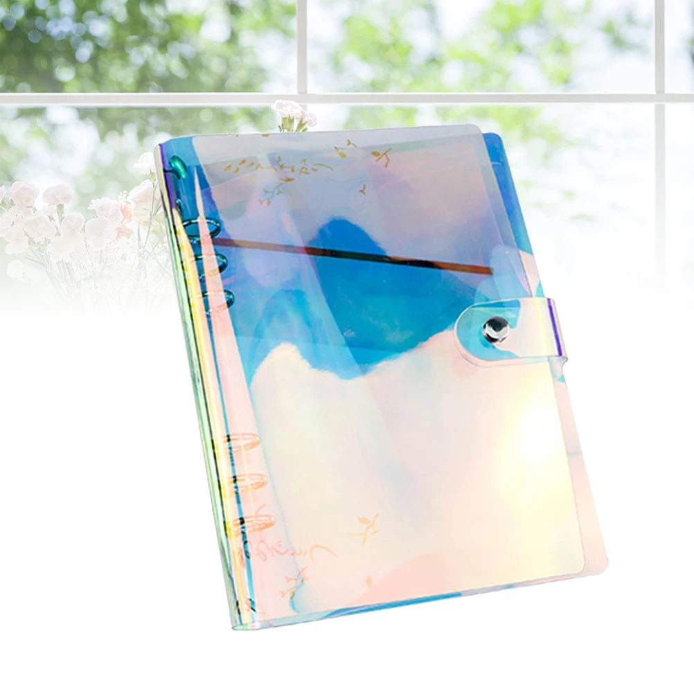 

A6 Pvc Colorful Notebook Cover Creative Binder 6 Rings Strong Metal Closure Transparent Travel Journal Diary Planner School