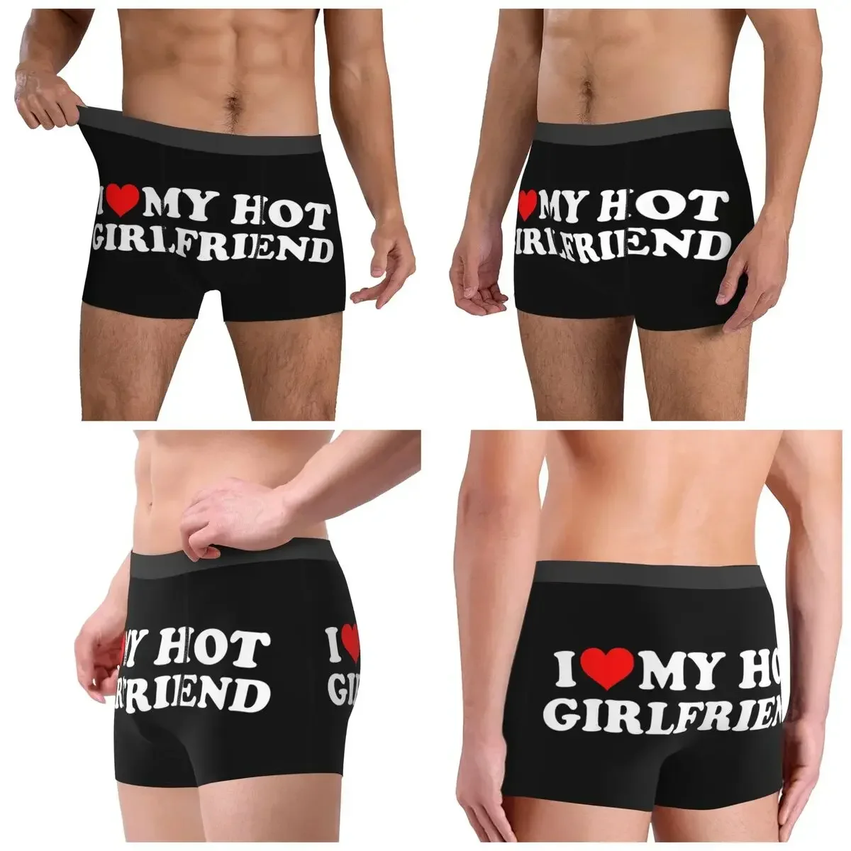 Boxer Underpants Shorts I Love My Hot Girlfriend - I Heart My Hot Girlfriend Panties Men Underwear for Homme Man Boyfriend Gift