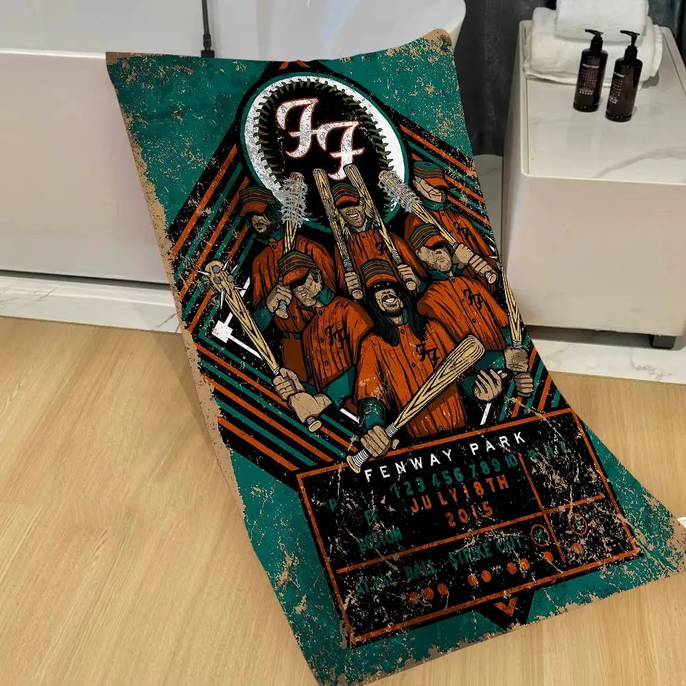 Foo Fighters Band Microfiber Printed Beach Towel Mountain Climbing Yoga Beach Swimming Running Absorbent Soft Towel