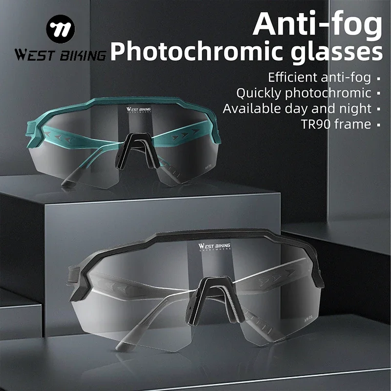 

WEST BIKING HD Anti-fog Cycling Glasses Auto Photochromic Sunglasses UV 400 Anti-UV Sports Goggles Outdoor MTB Road Bike Eyewear