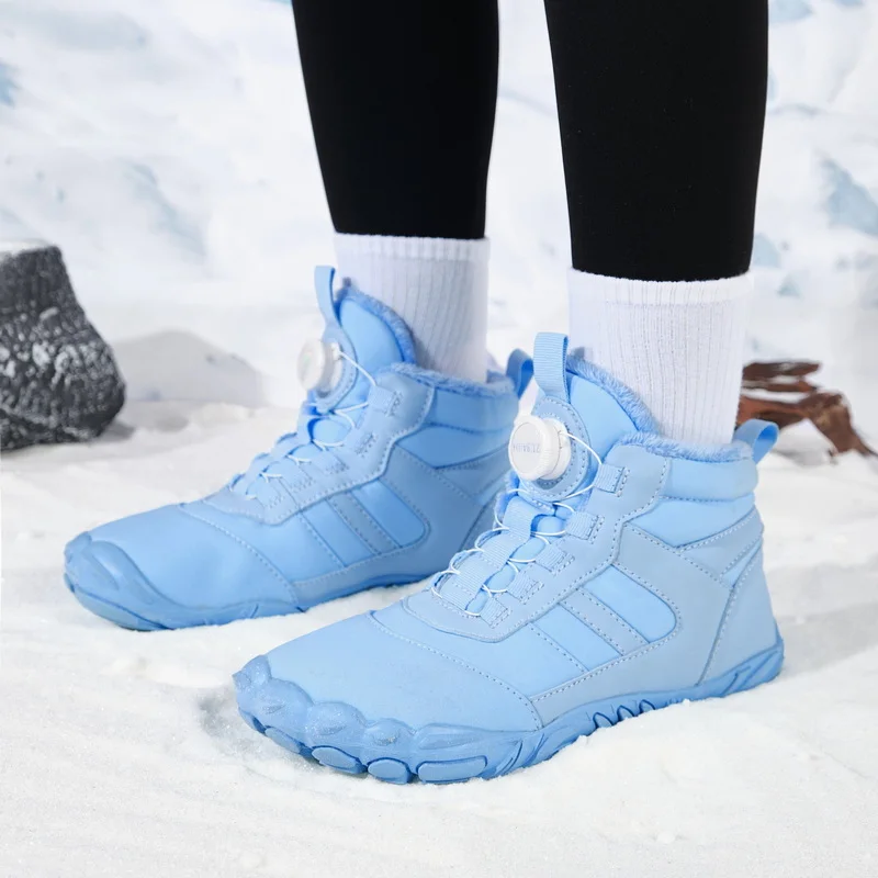 New Parent-child Winter Boots Men and Women Snow BareFoot Outdoor Non-slip Warm Fur Casual Boys/girls Sneakers Kid's Ankle Boots