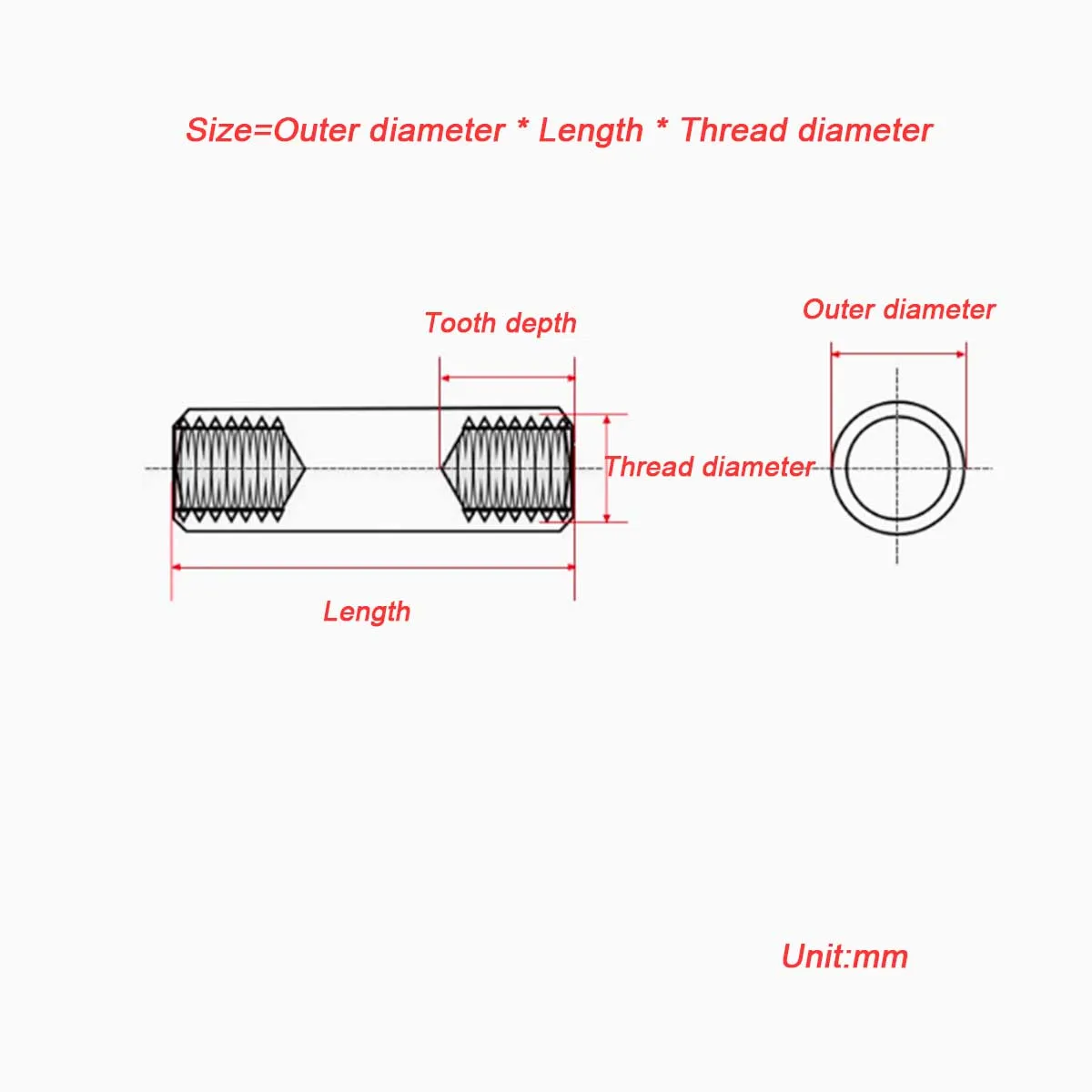 304 Stainless Steel Internal Threaded Cylindrical Pin/Hole Positioning, Connecting Rod Double End Pin M3M4M5M6M8M10