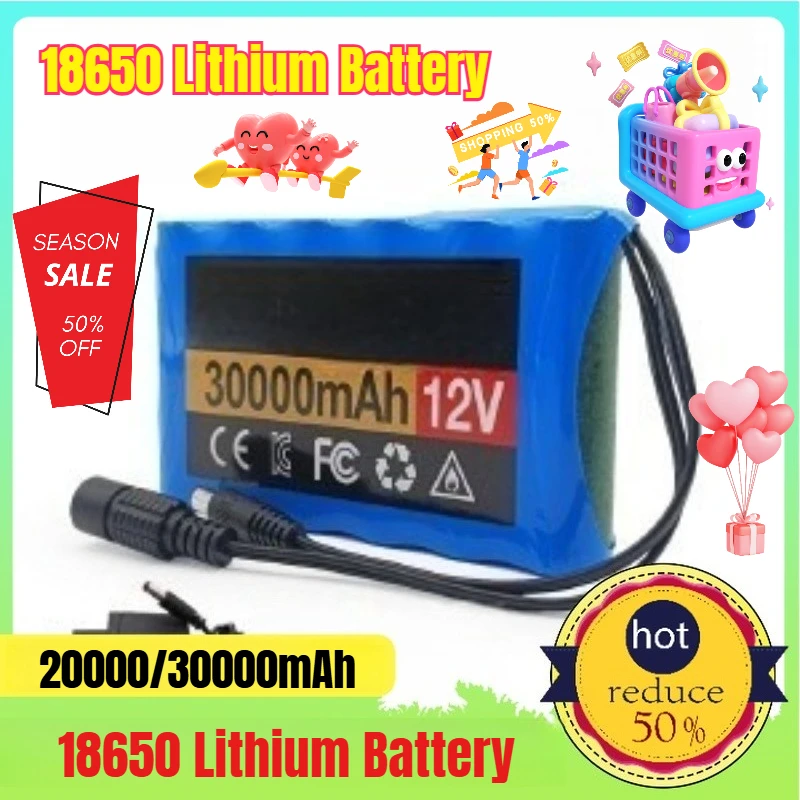 

18650 3S2P 12V 30000mAh Rechargeable Lithium Battery Pack with BMS + Charging