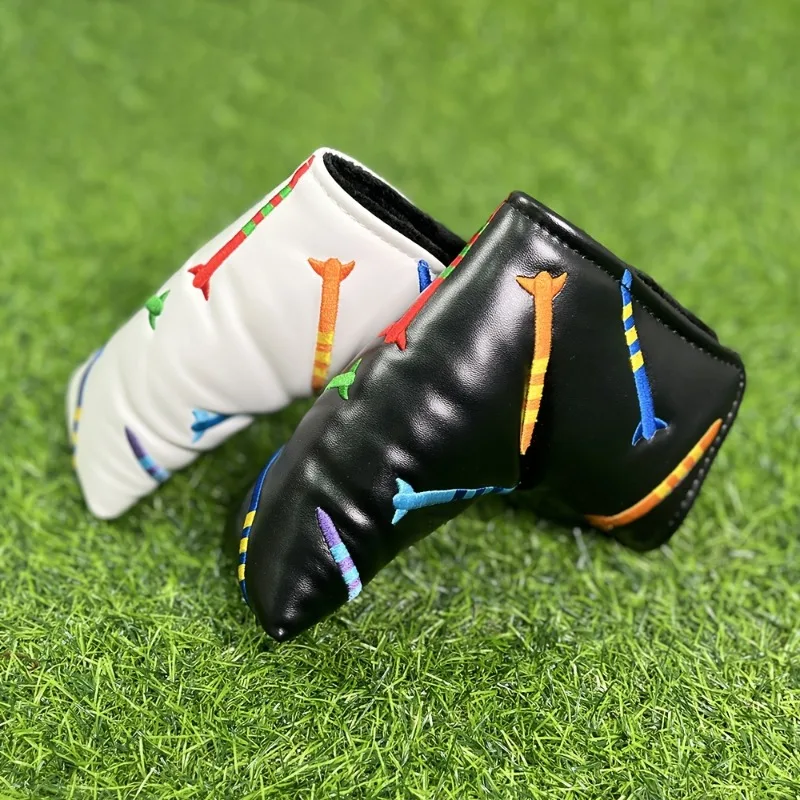 1pcs High end golf club head cover - fashionable black and white, golf putting cover, colorful bone design, golf accessories