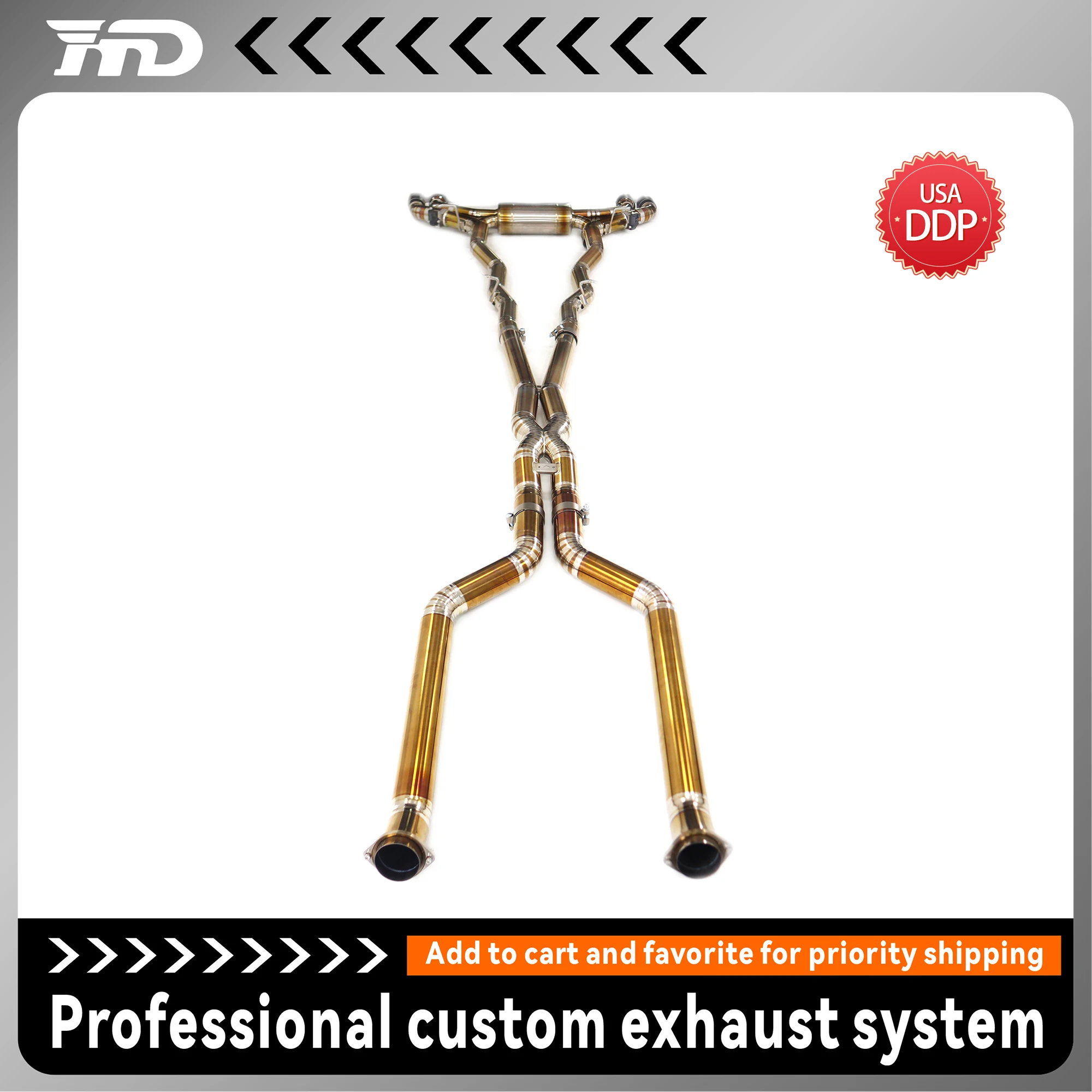 

HMD for BMW M5 G90 Exhaust System Cat-Back Golden Color Ti Material TIG Welded Non-destructive installation