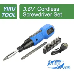 YIRU TOOL USB Charged Li-ion Battery Power Screwdriver Set with 9 Changeable Bits for Home Improvement And Electronics