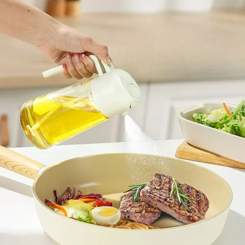 Portable Glass Oil Spray Pot Kitchen Dual-purpose Atomizing Oil Spray Bottle Household Food Grade Glass Oil Pot