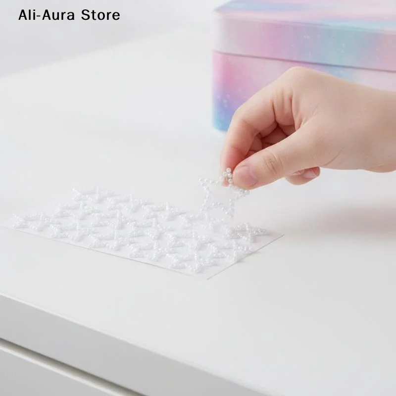 3D Star Heart Shaped Pearls Crystal Stickers Kids DIY Self Adhesive Jewel Crafts Sparkly Rhinestone Stationery Stickers Girls