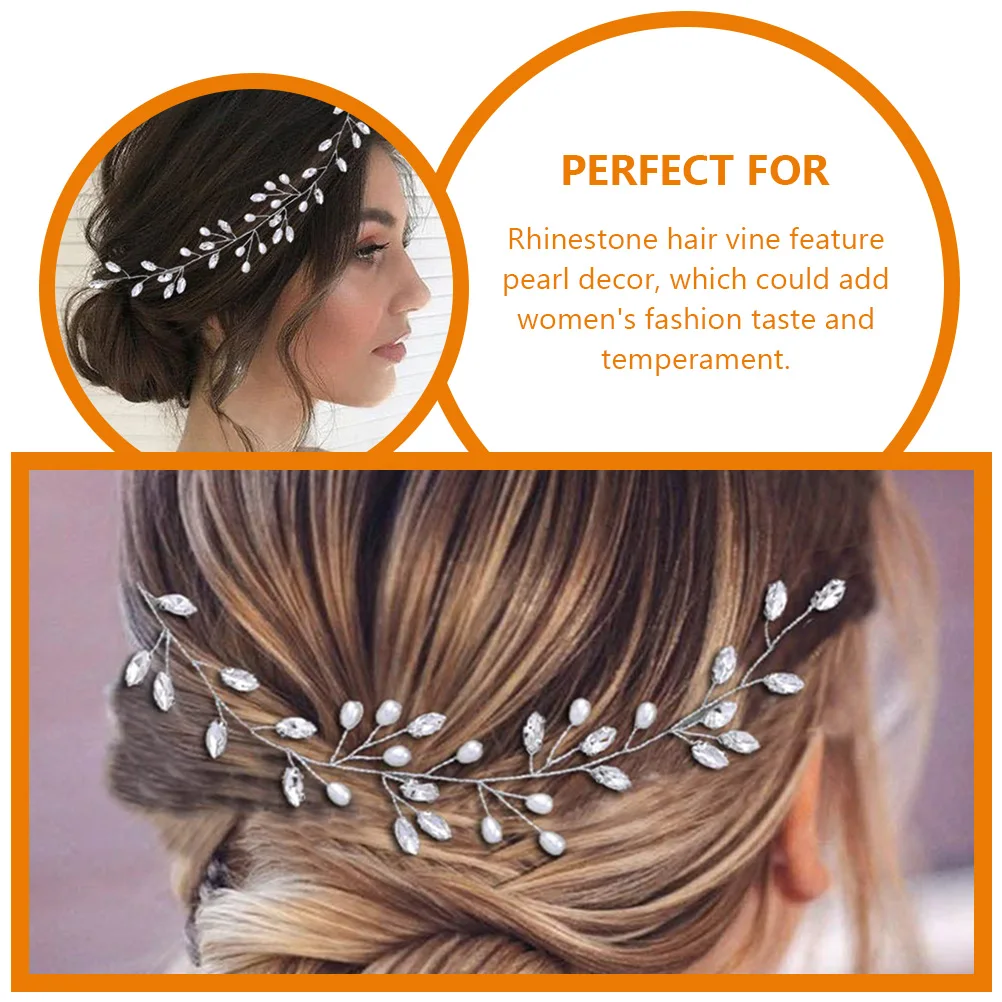 

Rhinestone Hair Vine Pearl Decor Wedding Bridal Headgear Bridesmaid Accessories Silver TS1753 Hair