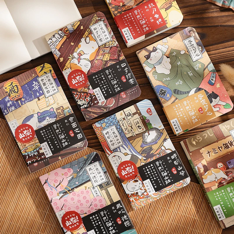 160pcs Pocket notebook, Nonohara Cat Mountain Society Series, Ancient Early Days Series, Cat Student Mini Memoir, Handbook