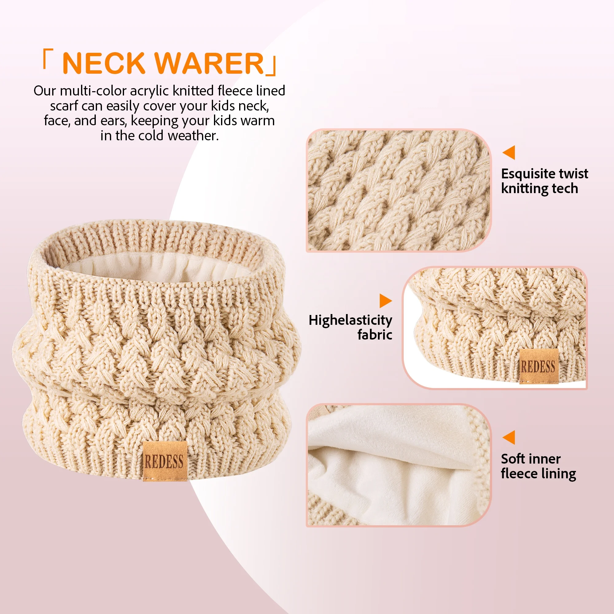 قبعات شتوية للفتيات، أوشحة، قفازات، قبعات بيسبول مبطنة بالفرو على شكل قبة مزدوجة، قفازات تعمل باللمس والأوشحة المحبوكة، su