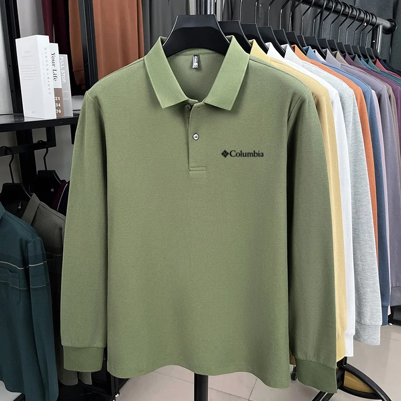 100% Reine Baumwolle Hochwertiges Frühlings- und Herbst-Herren-Langarm-Poloshirt, Bequemes Casual-Shirt mit Exquisiter Marken-Stickerei – Detail 8