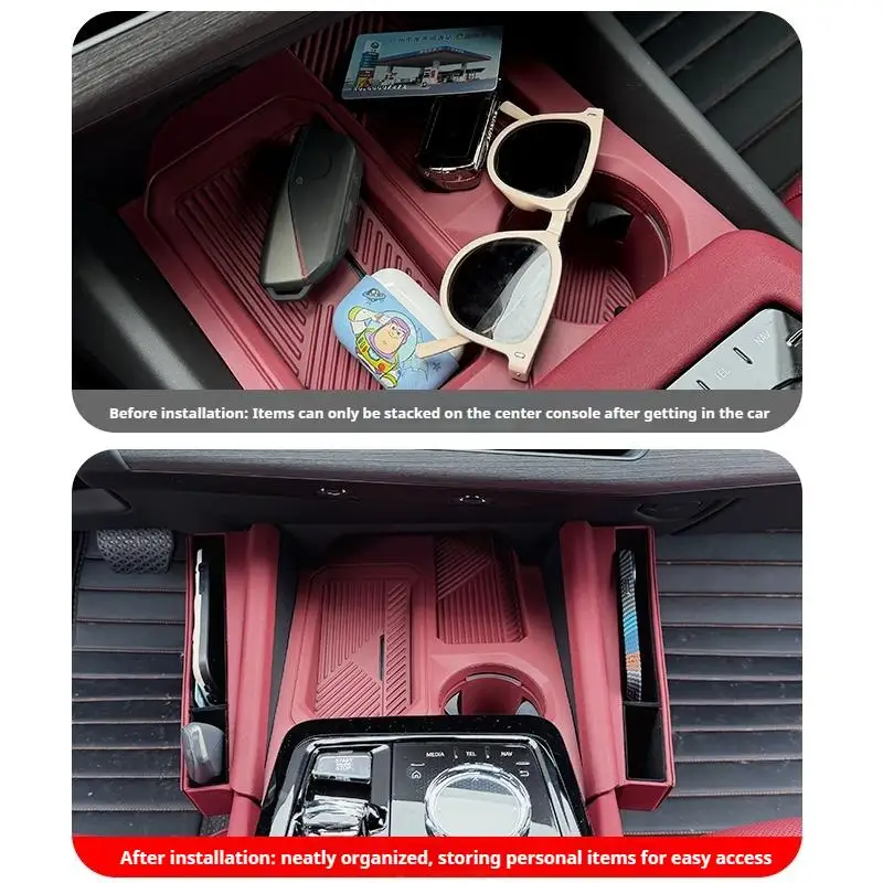 ﻿   لسيارات BMW 5 Series i5 G60 2024-2025 صندوق تخزين وحدة التحكم المركزية للسيارة من جلد البولي يوريثان صندوق تخزين شق ملحقات داخلية