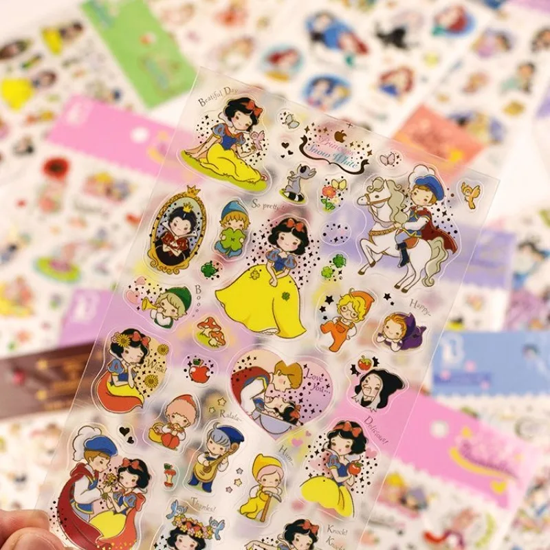 Disney Cartoon Animation Snow White Ariel Belle Princess Fairy Tale Notebook Phone Case Water Cup Guitar Luggage Stickers