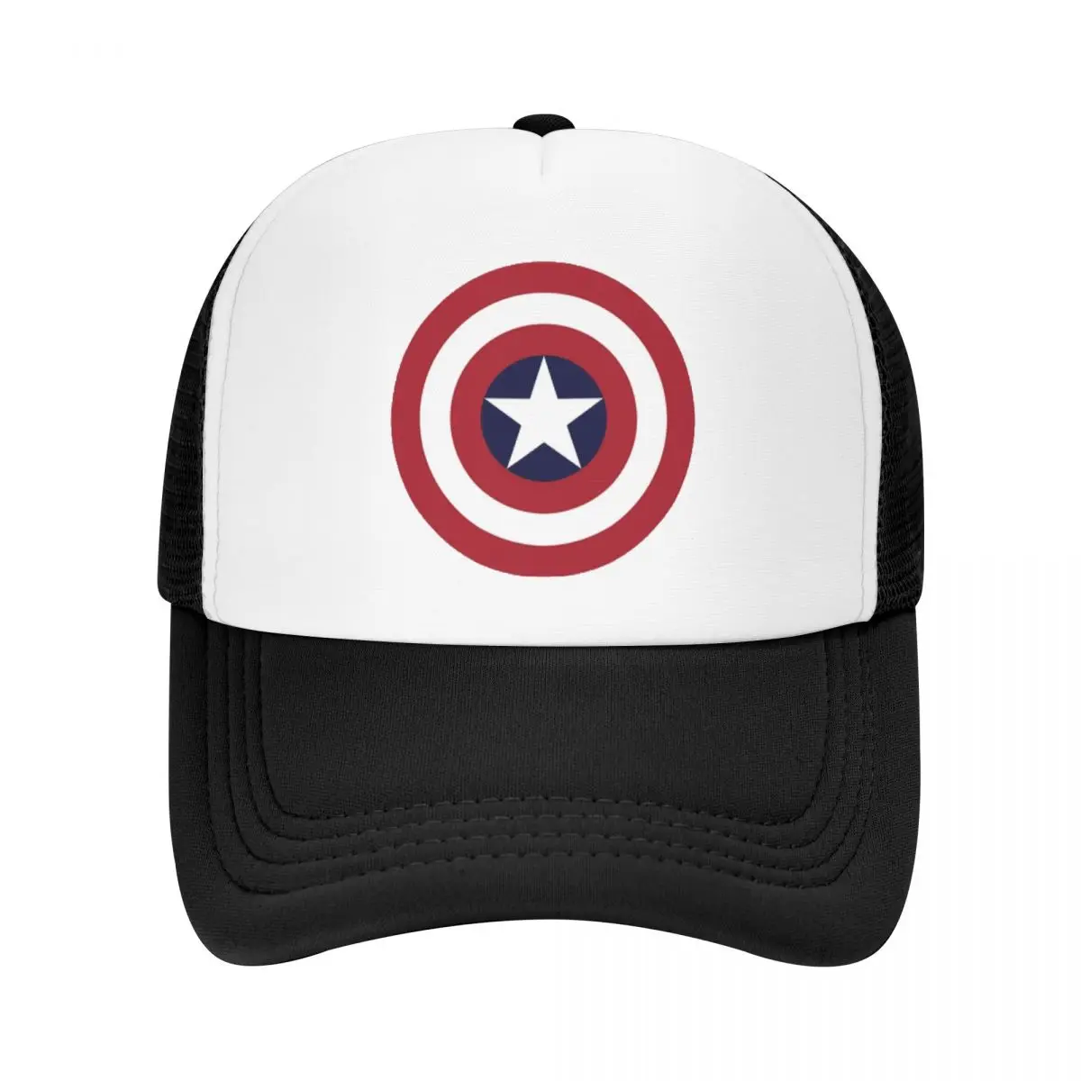 Super Hero Captain America Merch Mesh Trucker Hat Unisex Breathable Mesh-back Sun Caps Stylish Adjustbale