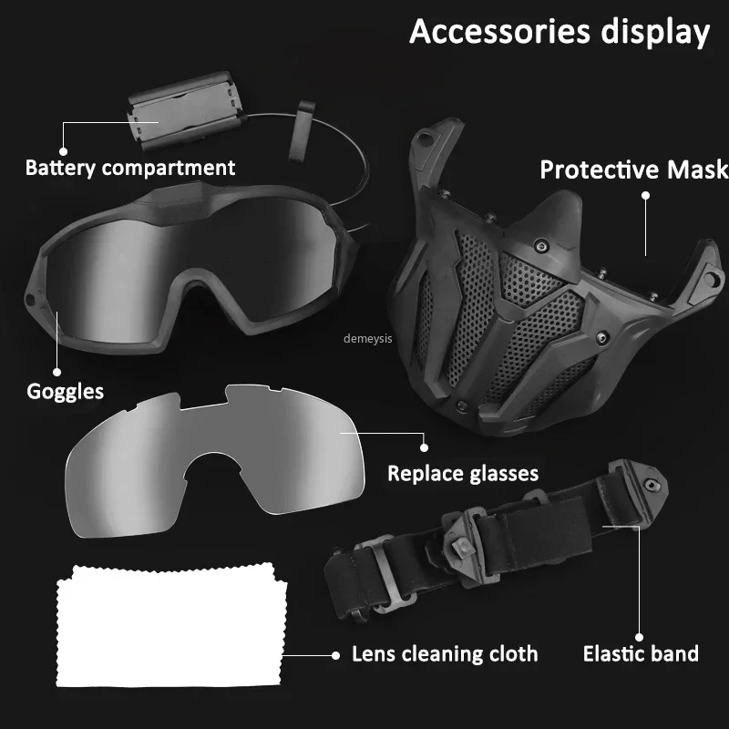 Airsoft Mask Detachable Goggles with Anti-fog Fan Tactical Paintball Protective Full Face Mask Shooting CS Goggles Masks