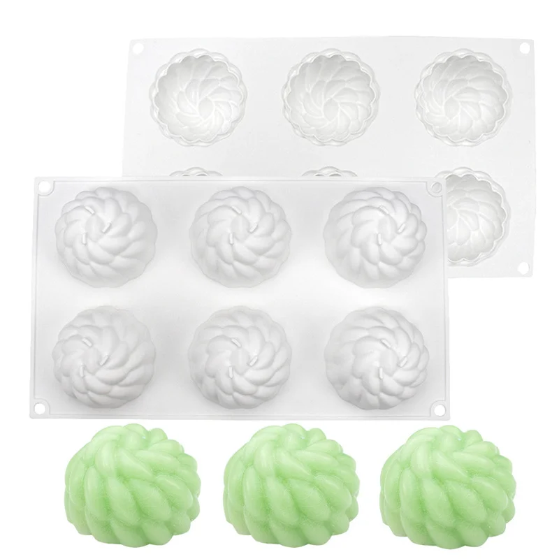 Moule En Silicone 6 Cavités Pour Mousse/dessert - Forme Fleur Spirale, Apte Four Et Congélation - 9