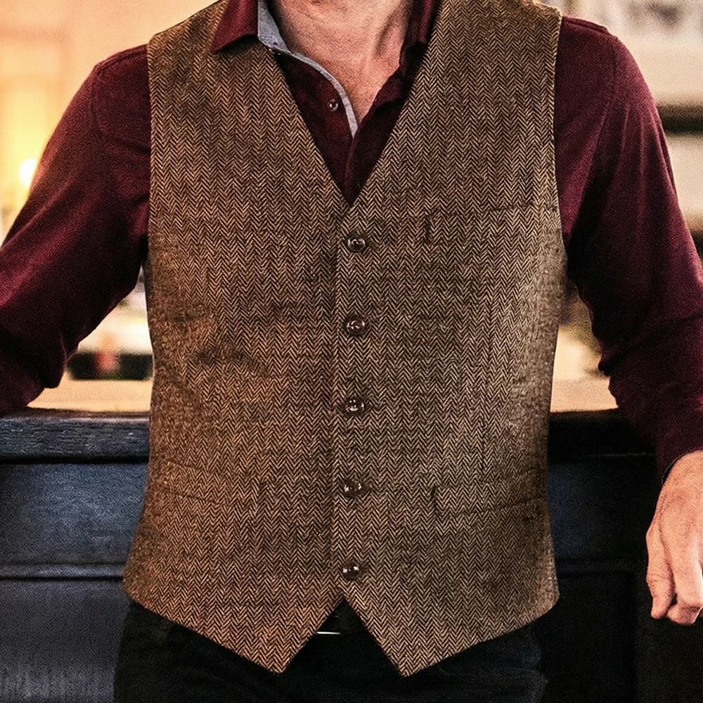 

В НАЛИЧИИ Мужской жилет с рисунком «елочка», мужской жилет с v-образным вырезом для свадьбы, однобортные жилеты для жениха