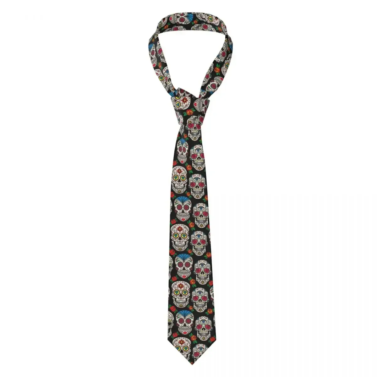 

Casual Arrowhead Skinny Mexican Sugar Skulls And Roses Necktie Slim Tie For Party Formal