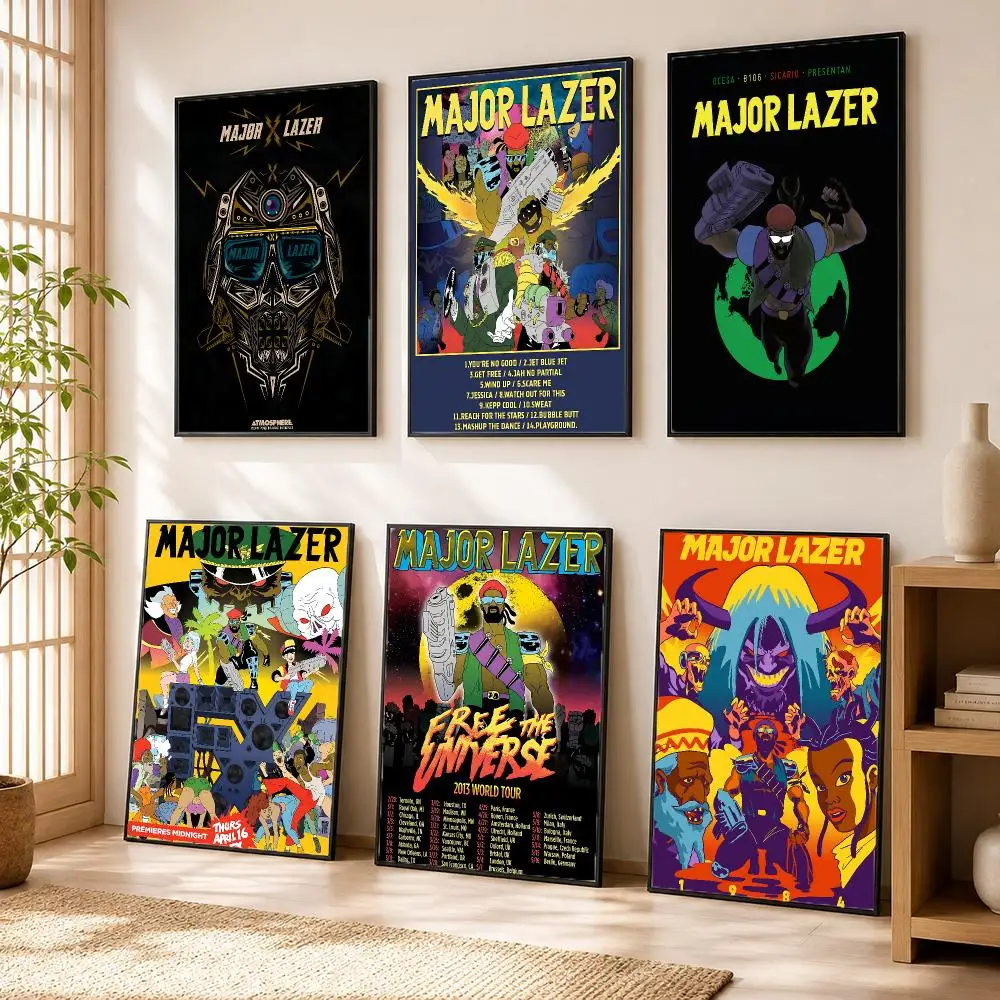 M-Major Lazer Poster Stickers HD Painting Self-Adhesive Art for Bedroom Living Room Home Decor Wall Decals Gift