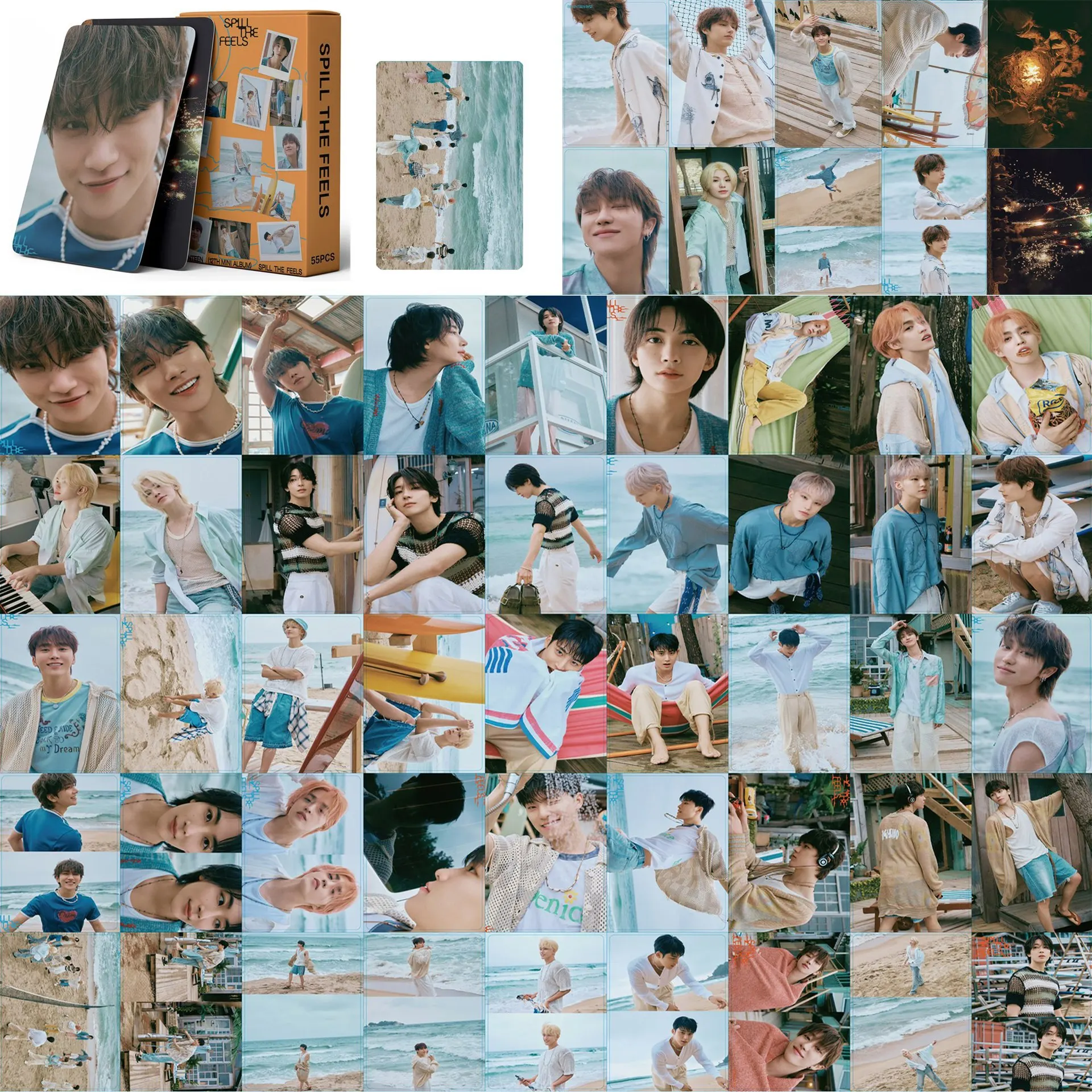 55PCS KPOP ST Album SPILL THE FEELS Photocards Boxed Two-Sided Postcard JEONGHAN JOSHUA HOSHI WONWOO WOOZI LOMO Cards Fans Gift