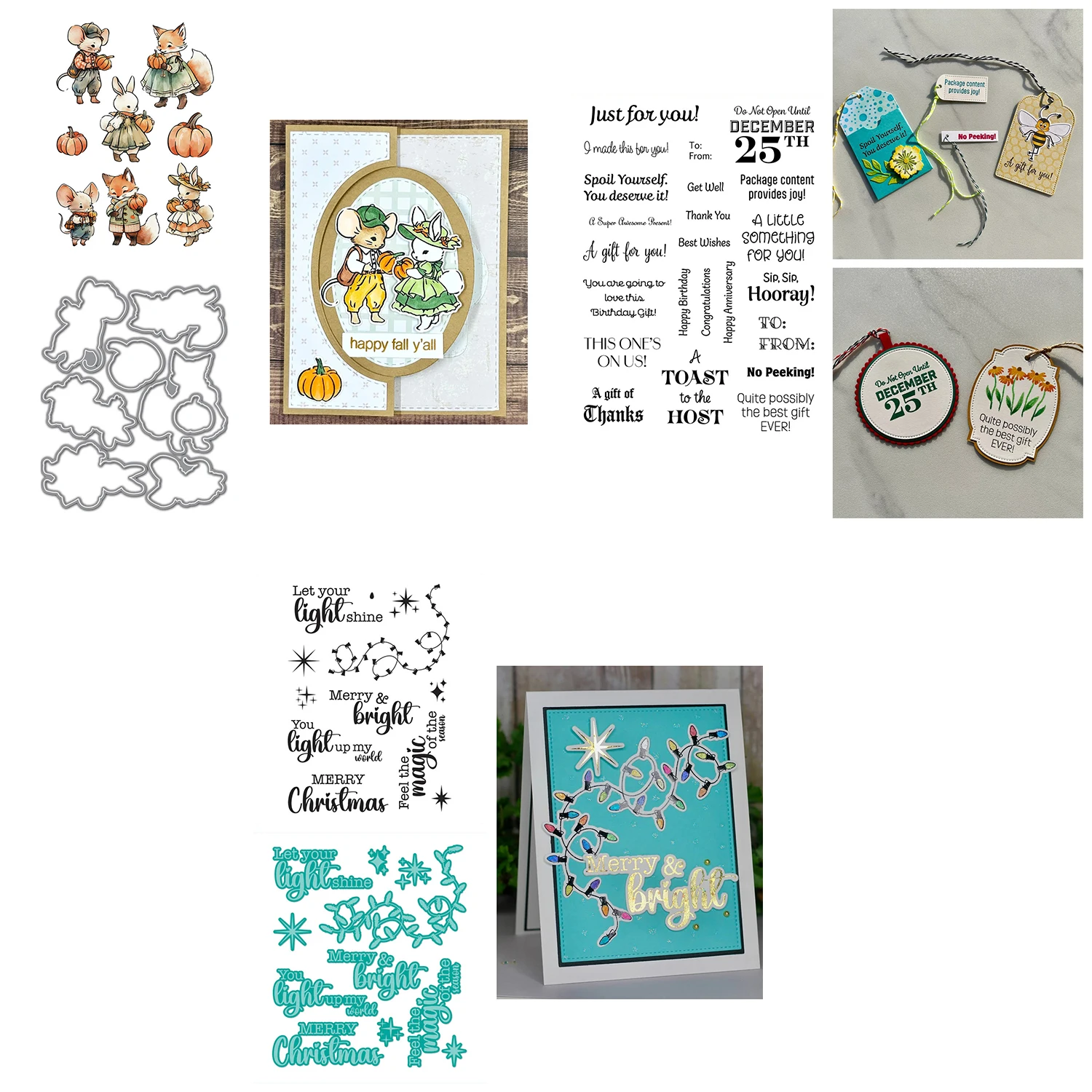 

Прозрачные штампы Let Your Light Shine Stamps и металлические штампы с узором Autumn Tails, прозрачные штампы с печатью для праздничных карточек Mak