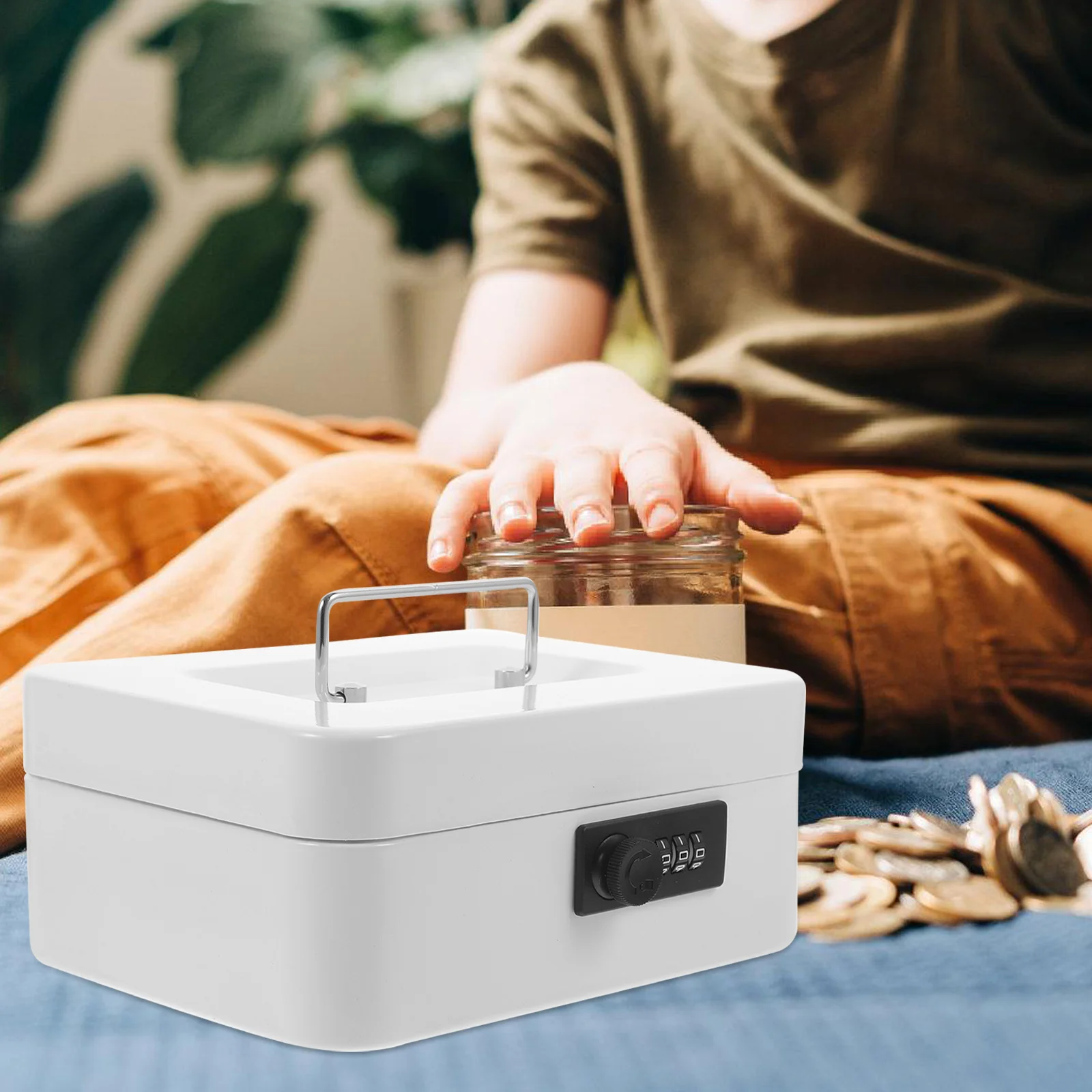 قفل صندوق النقود الكلاسيكية المعادن المال حقيبة للتخزين للمنزل مكتب مجوهرات عملات النقود صندوق قابل للقفل صناديق معدنية صغيرة #2