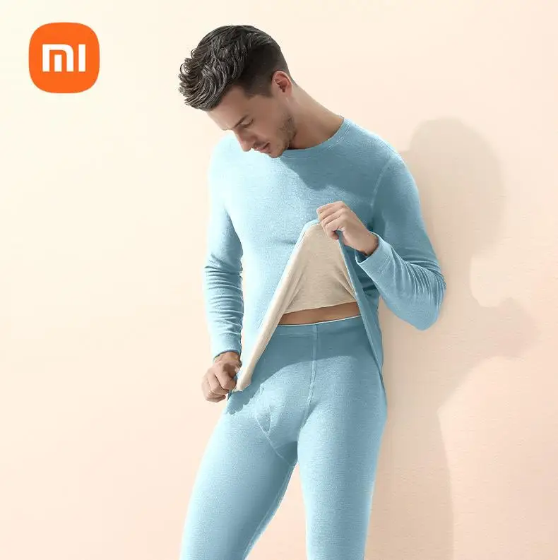 

xiaomi mijia Silk and Wool Men's Autumn and Winter thickened Thermal Underwear Base Layer, Long Johns and long pants Set