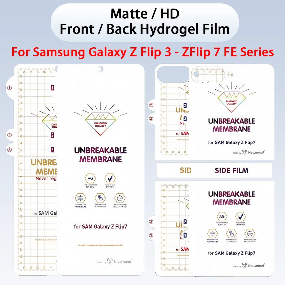 1 Set / 2 Stück Matt / HD Vorder- und Rückseiten-Hydrogel-Folie für Samsung Galaxy Z Flip 7 Flip 3 4 5 6 Flip 7 FE Klare Vorder- und Rückseitenschutzfolie