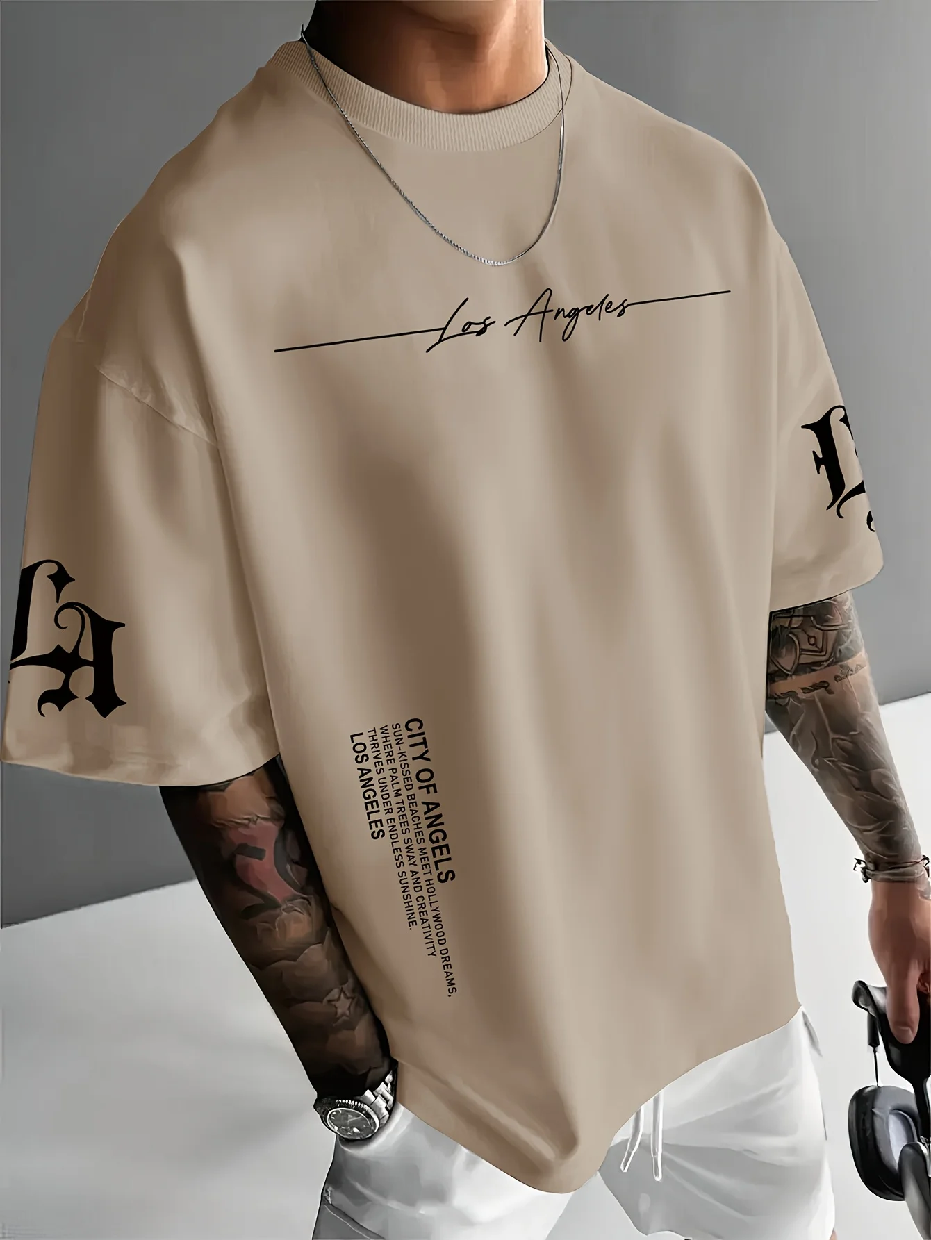 The 2025 summer new men's T-shirt is a casual and fashionable outdoor simple men's top with letter prints image 3