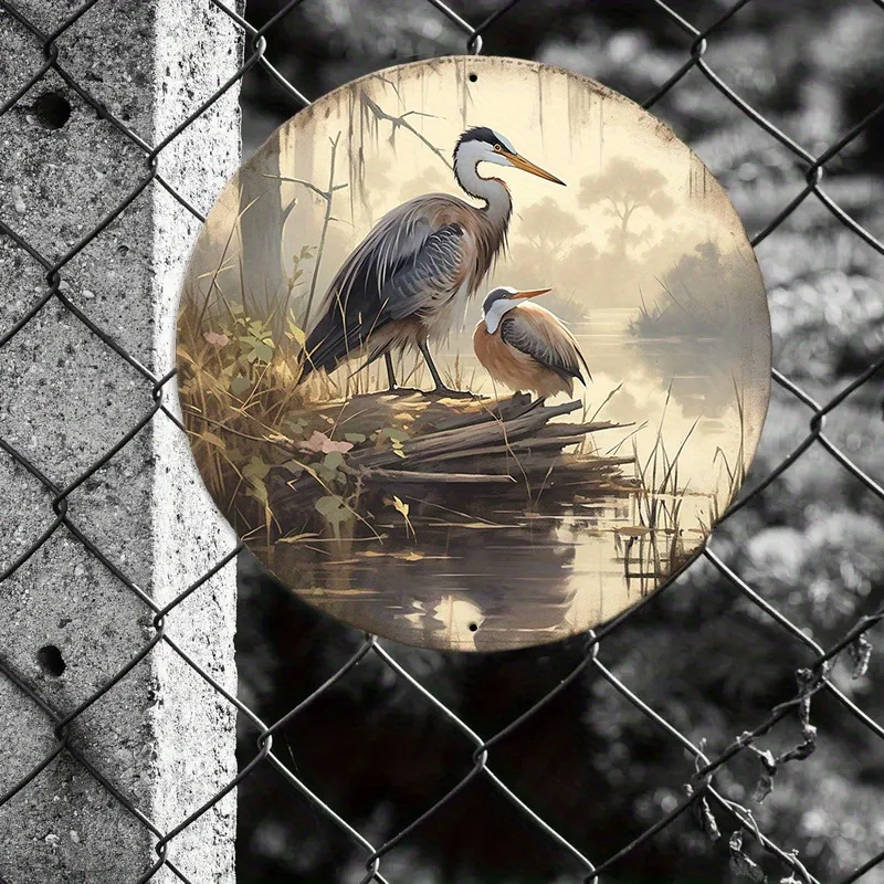 2D Flat, 2D Flat Printing 1pc Metal Iron Sign, Blue Heron Metal Sign, Wall Decor, Room Decor, Home Decor, Bar Decor, Cafe Decor,