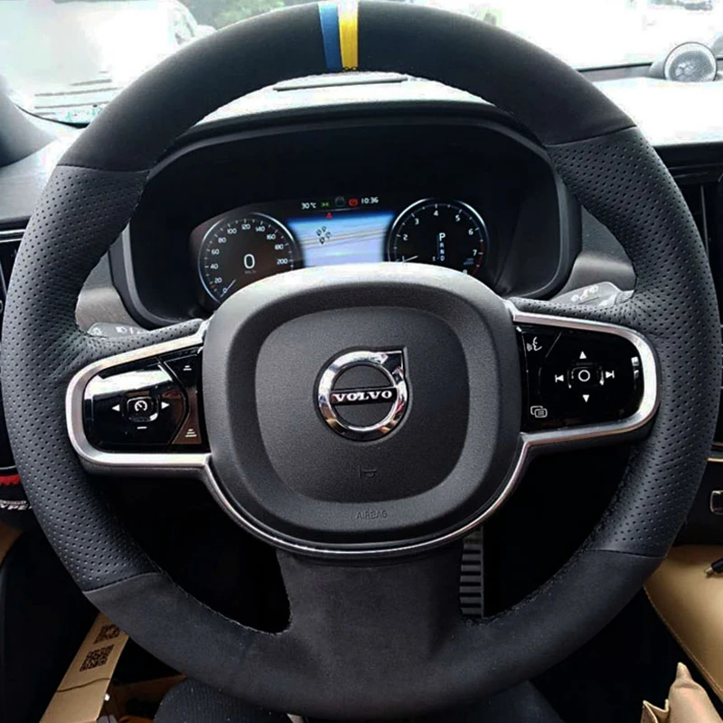 Custom Car Steering Wheel Braid Cover 100% Fit For Volvo S90 V90 XC90 2015-2019 XC60 S60 V60 2018 2019 Car Accessories Interior