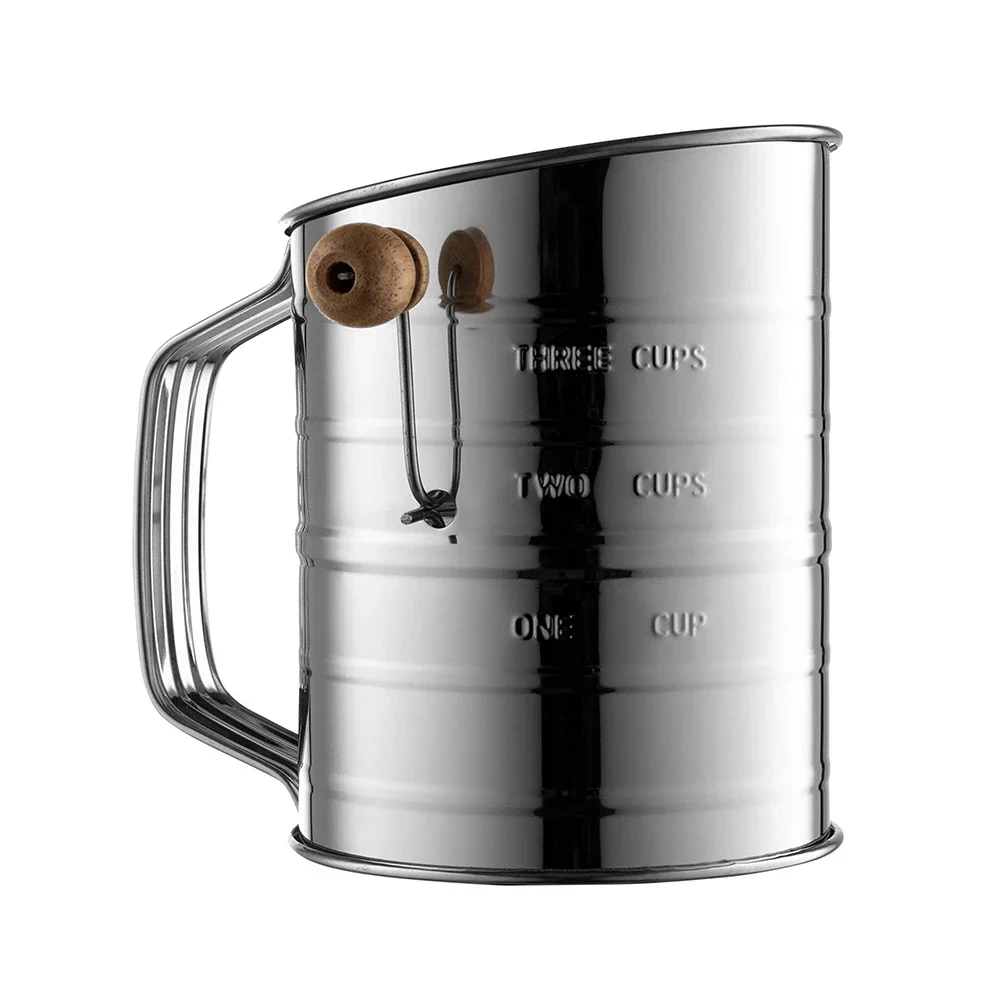 

Stainless Steel Flour Sifter For Baking Powdered Sugar Shaker/Dispenser 3 Cup and Flower Sifter for Baking Fine Mesh Rotary