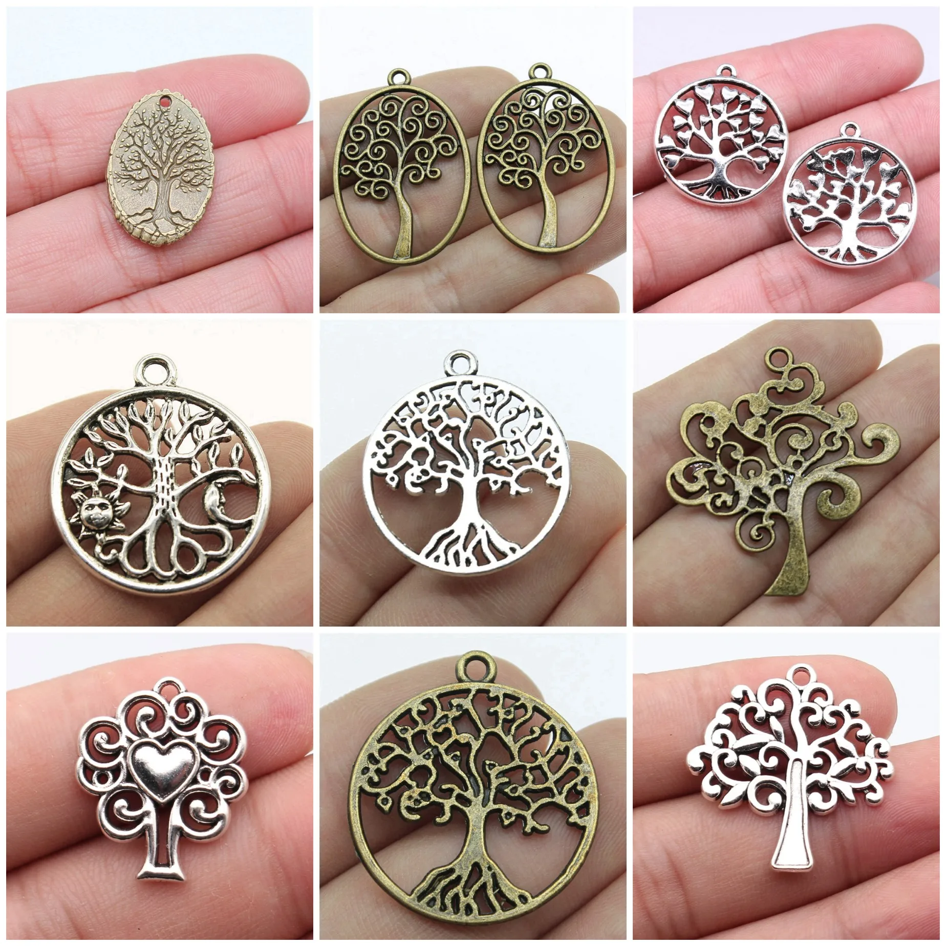 Heart Shape Tree Of Life Charms Pendant Family Love Charms For DIY Bracelet Necklace Jewelry Making Wholesale